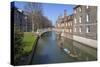 Mathematical Bridge, Connecting Two Parts of Queens College, with Punters on the River Beneath-Charlie Harding-Stretched Canvas