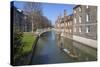 Mathematical Bridge, Connecting Two Parts of Queens College, with Punters on the River Beneath-Charlie Harding-Stretched Canvas