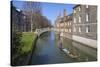 Mathematical Bridge, Connecting Two Parts of Queens College, with Punters on the River Beneath-Charlie Harding-Stretched Canvas