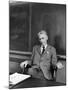 Mathematician Oswald Veblen Sitting in Classroom at the Institute for Advanced Study-Alfred Eisenstaedt-Mounted Premium Photographic Print