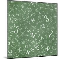 Mathematics Formulas Abstract Background (On Green Chalkboard)-pashabo-Mounted Art Print