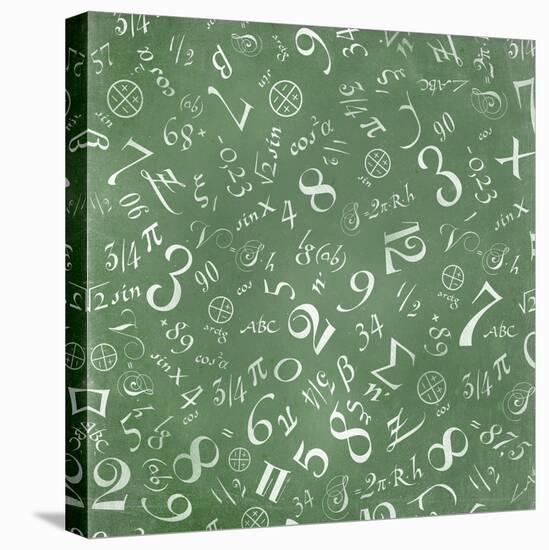 Mathematics Formulas Abstract Background (On Green Chalkboard)-pashabo-Stretched Canvas