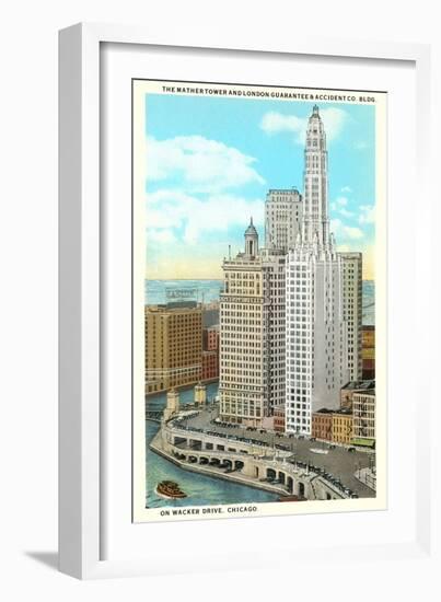 Mather Tower and London Guarantee, Chicago, Illinois-null-Framed Art Print