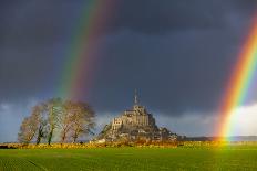 Double Rainbow in Mont Saint Michel-Mathieu Rivrin-Photographic Print