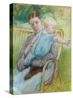 Mathilde Holding a Baby Who Reaches Out to the Right, C.1889-Mary Cassatt-Stretched Canvas