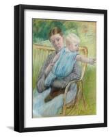 Mathilde Holding a Baby Who Reaches Out to the Right, C.1889-Mary Cassatt-Framed Giclee Print