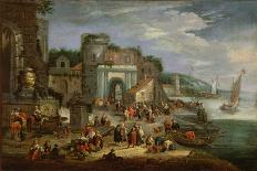 Market on the Banks of a River-Mathys Schoevaerdts-Mounted Giclee Print