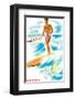 Matson Lines to Hawaii, Surfer and Outrigger, c.1940s-Frank MacIntosh-Framed Art Print