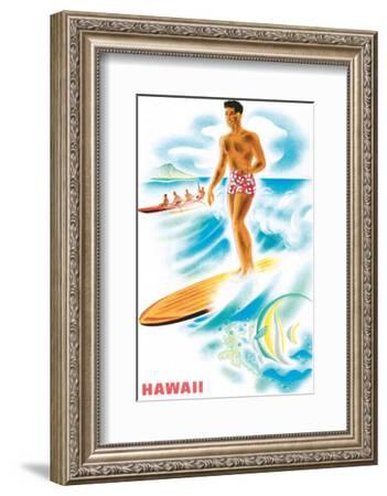 Matson Lines Hawaii Beach Surfer United States Travel Advertisement Poster 