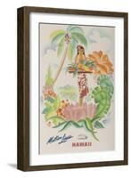 Matson Lines Travel Poster, Hawaii Native with Tropical Fruit-null-Framed Giclee Print