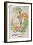 Matson Lines Travel Poster, Hawaii Native with Tropical Fruit-null-Framed Giclee Print