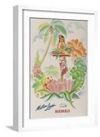 Matson Lines Travel Poster, Hawaii Native with Tropical Fruit-null-Framed Giclee Print