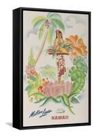 Matson Lines Travel Poster, Hawaii Native with Tropical Fruit-null-Framed Stretched Canvas