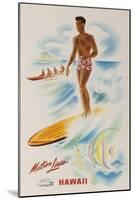 Matson Lines Travel Poster Hawaii Surfer-null-Mounted Giclee Print