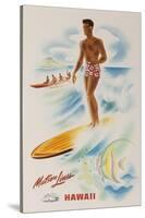 Matson Lines Travel Poster Hawaii Surfer-null-Stretched Canvas