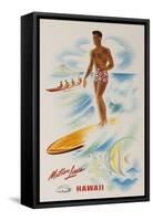 Matson Lines Travel Poster Hawaii Surfer-null-Framed Stretched Canvas