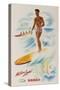 Matson Lines Travel Poster Hawaii Surfer-null-Stretched Canvas