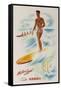 Matson Lines Travel Poster Hawaii Surfer-null-Framed Stretched Canvas