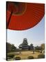 Matsumoto Castle Under Red Parasol, Nagano Prefecture, Kyoto, Japan-Christian Kober-Stretched Canvas