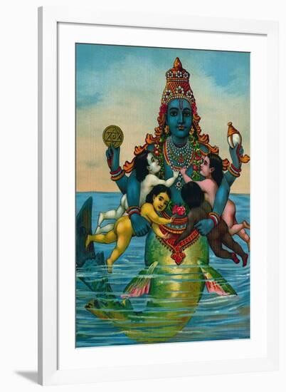 Matsya Avatar of Vishnu-null-Framed Art Print