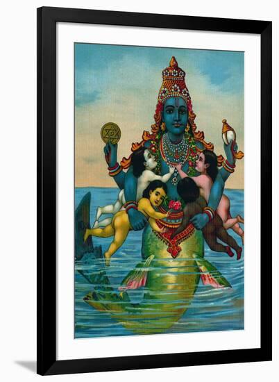 Matsya Avatar of Vishnu-null-Framed Art Print