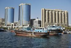 Downtown Doha with its Impressive Skyline of Skyscrapers and Authentic Dhows in the Bay-Matt-Photographic Print