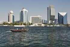 Downtown Doha with its Impressive Skyline of Skyscrapers and Authentic Dhows in the Bay-Matt-Photographic Print
