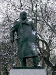 Snow is Seen on a Statue of the Late British Prime Minister Sir Winston Churchill-Matt Dunham-Premium Photographic Print