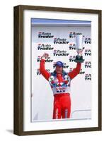 Matt Neal, Nissan driver, celebrates victory, 1999 British touring cars-null-Framed Photographic Print