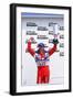 Matt Neal, Nissan driver, celebrates victory, 1999 British touring cars-null-Framed Photographic Print