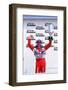 Matt Neal, Nissan driver, celebrates victory, 1999 British touring cars-null-Framed Photographic Print