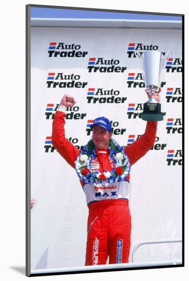 Matt Neal, Nissan driver, celebrates victory, 1999 British touring cars-null-Mounted Photographic Print