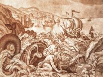 Jonah and the Whale Illustration from a Bible-Mattaus II Merian-Giclee Print