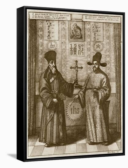 Matteo Ricci (1552-1610) and Paulus Li, from 'China Illustrated' by Athanasius Kircher (1601-80)-Dutch-Framed Stretched Canvas