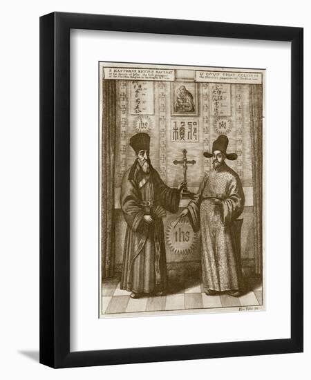 Matteo Ricci (1552-1610) and Paulus Li, from 'China Illustrated' by Athanasius Kircher (1601-80)-Dutch-Framed Giclee Print