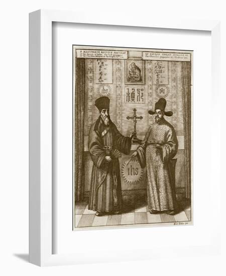 Matteo Ricci (1552-1610) and Paulus Li, from 'China Illustrated' by Athanasius Kircher (1601-80)-Dutch-Framed Giclee Print