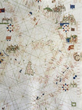 Detail of Map of Italy from Marine Chart of Mediterranean, 1571