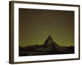 Matterhorn (4,478M) at Night, Long Exposure with Star Trails, Viewed from Gornergrat, Switzerland-Popp-Hackner-Framed Photographic Print