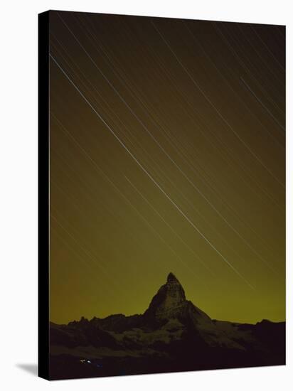 Matterhorn (4,478M) at Night, with Star Trails, from Gornergrat, Wallis, Switzerland, September-Popp-Hackner-Stretched Canvas