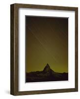 Matterhorn (4,478M) at Night, with Star Trails, from Gornergrat, Wallis, Switzerland, September-Popp-Hackner-Framed Photographic Print