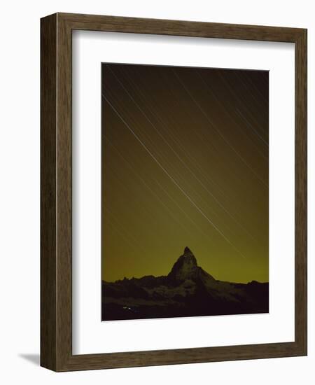 Matterhorn (4,478M) at Night, with Star Trails, from Gornergrat, Wallis, Switzerland, September-Popp-Hackner-Framed Photographic Print