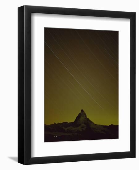 Matterhorn (4,478M) at Night, with Star Trails, from Gornergrat, Wallis, Switzerland, September-Popp-Hackner-Framed Photographic Print