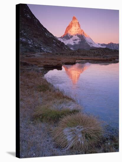 Matterhorn (4,478M) at Sunrise with Reflection in Riffel Lake, Wallis, Switzerland, September 2008-Popp-Hackner-Stretched Canvas