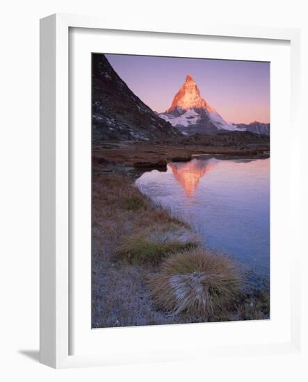 Matterhorn (4,478M) at Sunrise with Reflection in Riffel Lake, Wallis, Switzerland, September 2008-Popp-Hackner-Framed Photographic Print