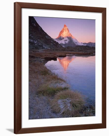 Matterhorn (4,478M) at Sunrise with Reflection in Riffel Lake, Wallis, Switzerland, September 2008-Popp-Hackner-Framed Photographic Print