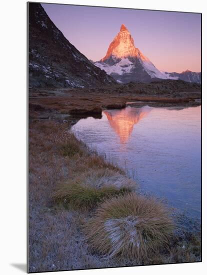 Matterhorn (4,478M) at Sunrise with Reflection in Riffel Lake, Wallis, Switzerland, September 2008-Popp-Hackner-Mounted Photographic Print