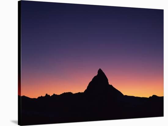 Matterhorn (4,478M) Silhouetted at Sunset, Viewed from Gornergrat, Wallis, Switzerland, September-Popp-Hackner-Stretched Canvas