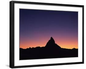 Matterhorn (4,478M) Silhouetted at Sunset, Viewed from Gornergrat, Wallis, Switzerland, September-Popp-Hackner-Framed Photographic Print