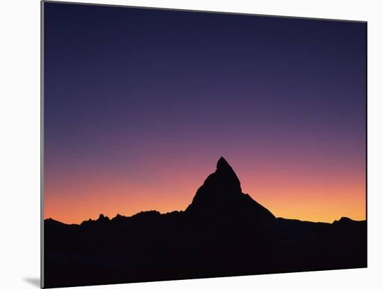 Matterhorn (4,478M) Silhouetted at Sunset, Viewed from Gornergrat, Wallis, Switzerland, September-Popp-Hackner-Mounted Photographic Print