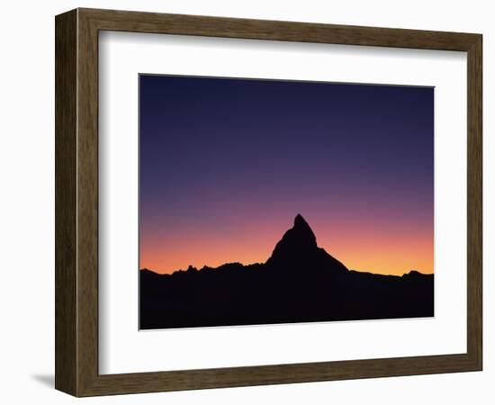 Matterhorn (4,478M) Silhouetted at Sunset, Viewed from Gornergrat, Wallis, Switzerland, September-Popp-Hackner-Framed Photographic Print